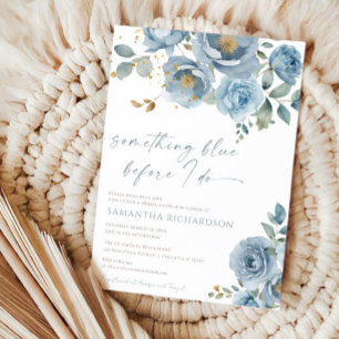 Something blue before I do floral bridal shower Invitation