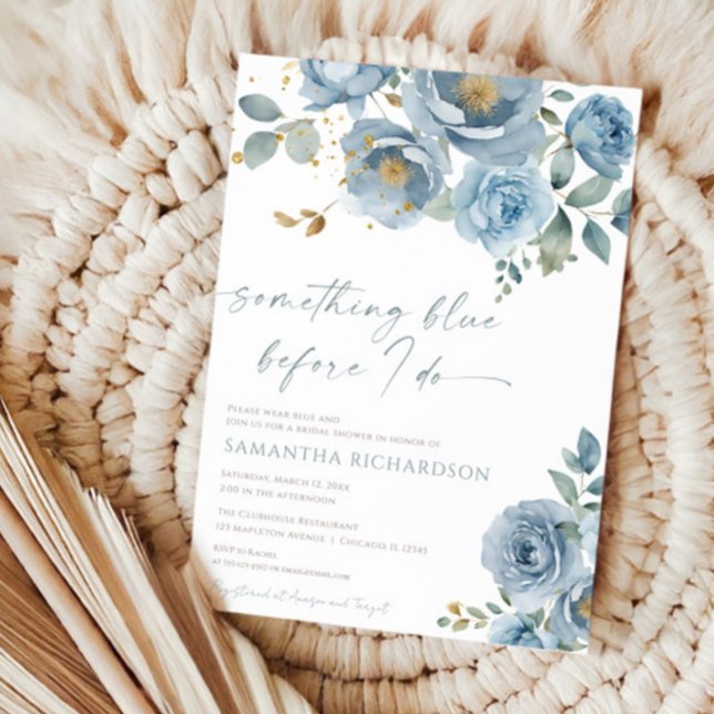 Something blue before I do floral bridal shower Invitation (Creator Uploaded)