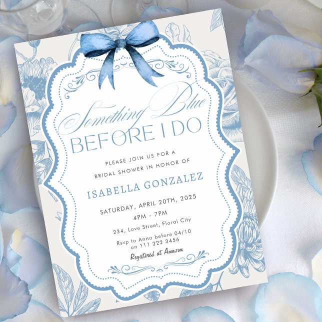 Something Blue Before I Do Floral Bridal Shower Invitation (Something Blue Before I Do Floral Bridal Shower Invitation)