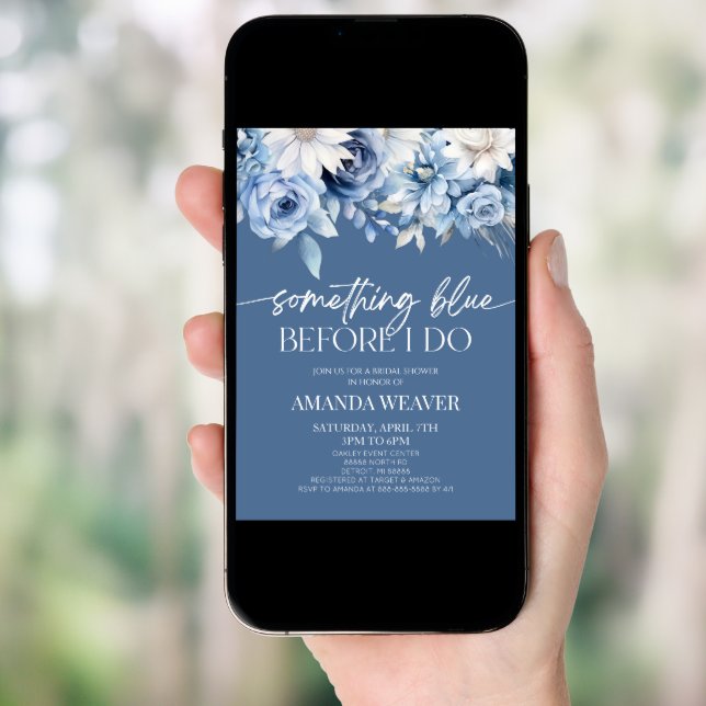 Something Blue Before I Do Floral Bridal Shower Invitation (Front Digital)