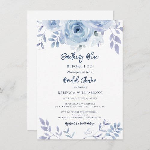 Something Blue Before I Do Floral Bridal Shower Invitation