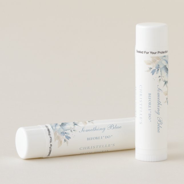 Something blue before i do floral Bridal shower Lip Balm (Front)