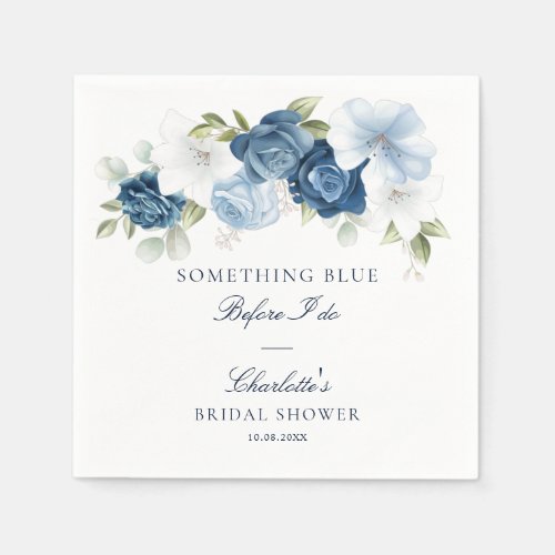 Something Blue Before I Do Floral Bridal Shower Napkins