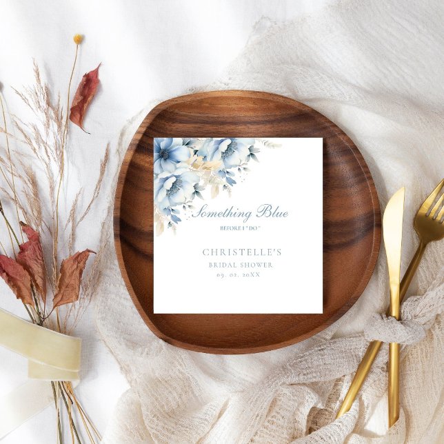 Something blue before i do floral Bridal shower Napkins (Creator Uploaded)