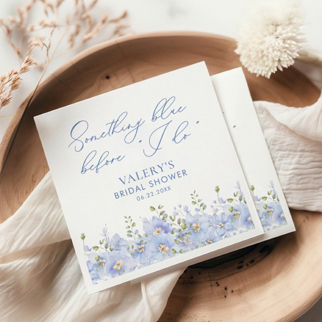 Something Blue Before I Do Floral Bridal Shower Napkins (Creator Uploaded)