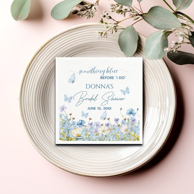 Something Blue before 'I do' Floral Bridal Shower Napkins (Creator Uploaded)