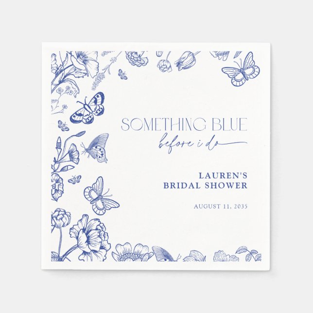 Something Blue Before I Do Floral Bridal Shower Napkins (Front)