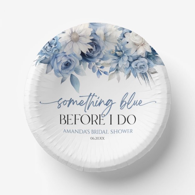 Something Blue Before I Do Floral Bridal Shower Paper Bowls (Front)