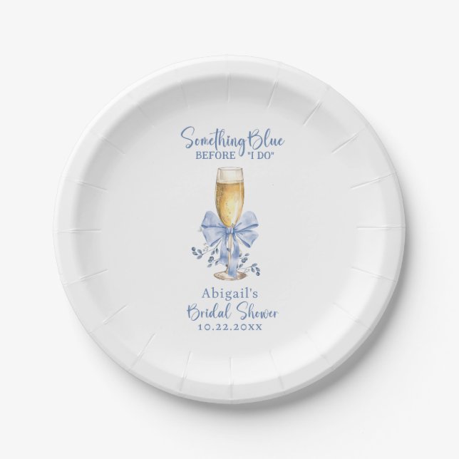 SOMETHING BLUE BEFORE I DO FLORAL BRIDAL SHOWER  PAPER PLATES (Front)