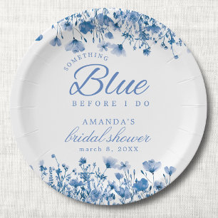 Something Blue Before I Do Floral Bridal Shower Paper Plates