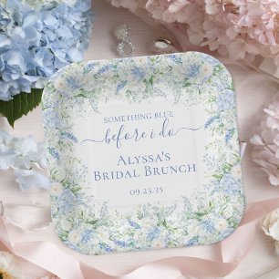 Something Blue Before I Do Floral Bridal Shower Paper Plates