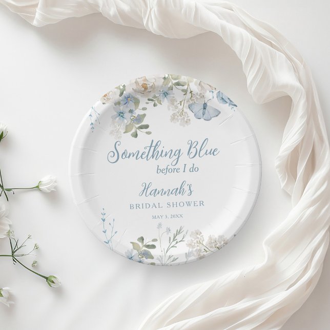 Something Blue Before I Do Floral Bridal Shower Paper Plates (Creator Uploaded)