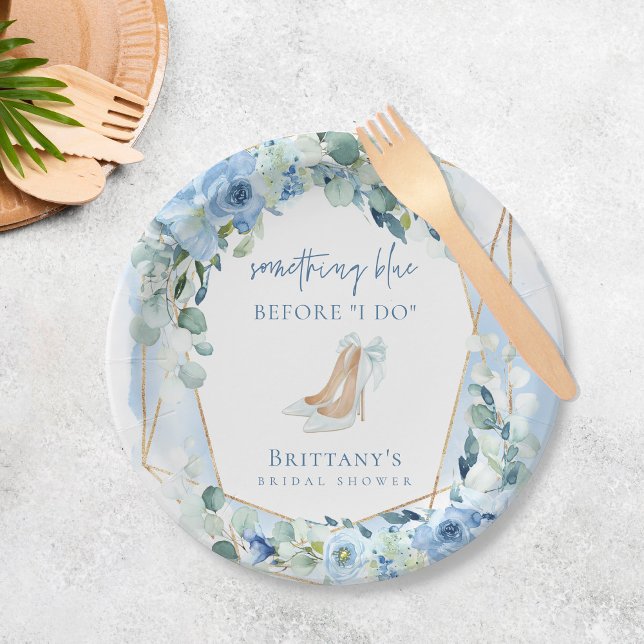 Something Blue Before I Do Floral Bridal Shower Paper Plates (Creator Uploaded)
