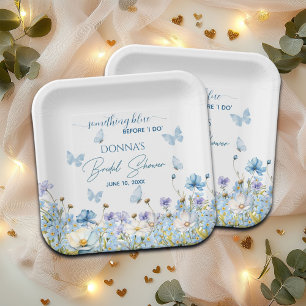 Something Blue before 'I do' Floral Bridal Shower Paper Plates