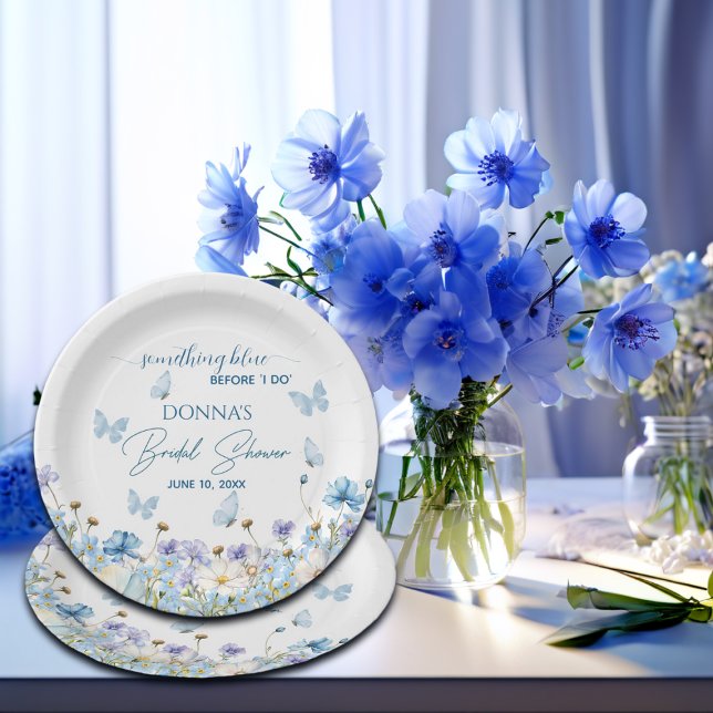 Something Blue before 'I do' Floral Bridal Shower Paper Plates (Creator Uploaded)