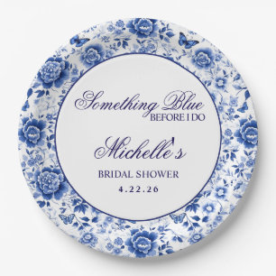 Something Blue Before I Do Floral Bridal Shower  Paper Plates