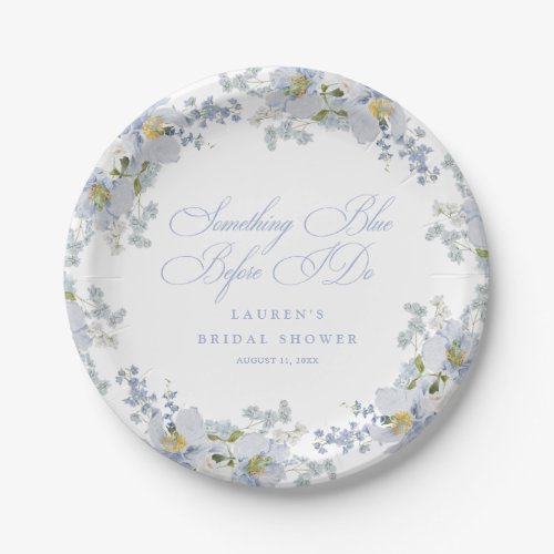 Something Blue Before I Do Floral Bridal Shower Paper Plates