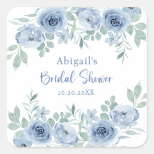 SOMETHING BLUE BEFORE I DO FLORAL BRIDAL SHOWER  SQUARE STICKER
