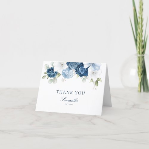 Something Blue Before I Do Floral Bridal Shower Thank You Card