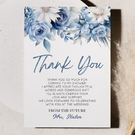 Something Blue Before I Do Floral Bridal Shower Thank You Card