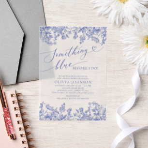 Something Blue Before I do Floral Bridal Shower Vellum Invitations