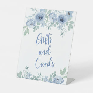 SOMETHING BLUE BEFORE I DO FLORAL GIFT & CARDS PEDESTAL SIGN