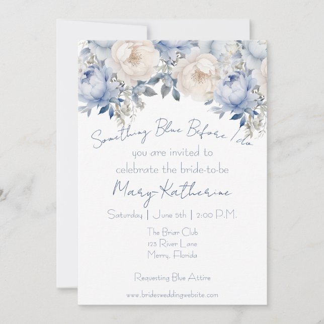 Something Blue before I do Floral Invitation (Front)