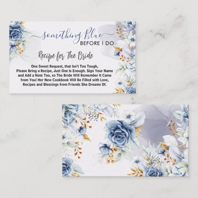 Something Blue Before I do floral Recipe Enclosure Card (Front/Back)