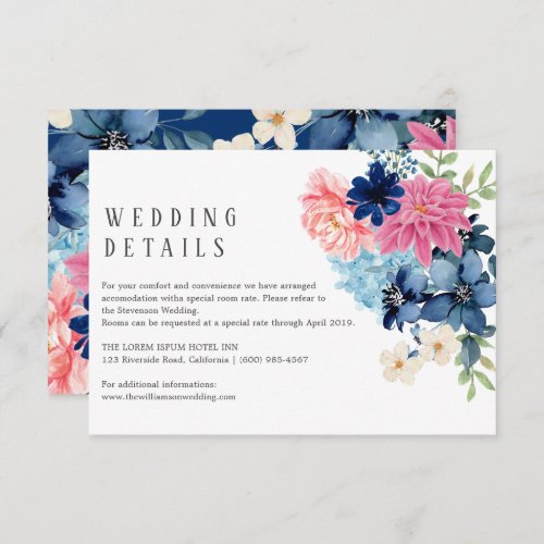 Something blue before i do floral Wedding Enclosure Card