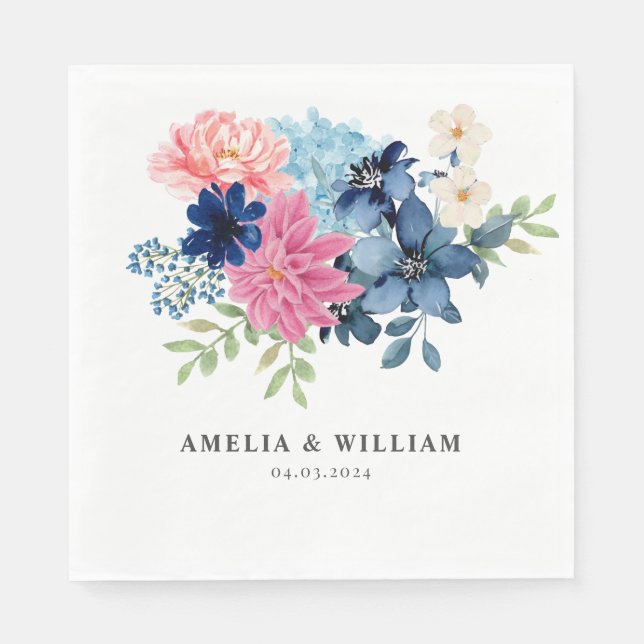 Something blue before i do Floral wedding  Napkins (Front)