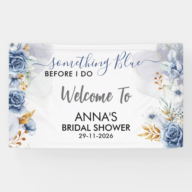 Something Blue Before I Do Floral Welcome Banner (Horizontal)