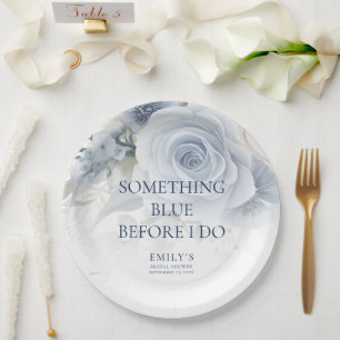 Something Blue Before I do Florals Bridal Shower Paper Plates