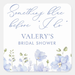 Something Blue Before I Do Flowers Bridal Shower Square Sticker