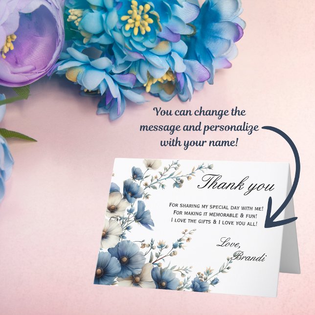Something Blue Before I do Folded Thank You Card (Send these elegant Thank You cards to your guests and show them your appreciation!)