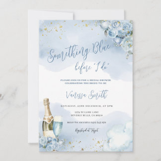 Something Blue Before I Do Glitter Bridal Shower  Invitation