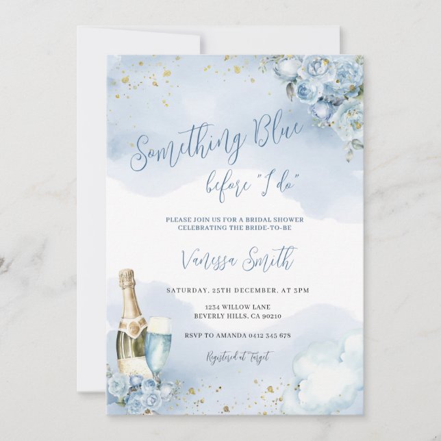 Something Blue Before I Do Glitter Bridal Shower  Invitation (Front)