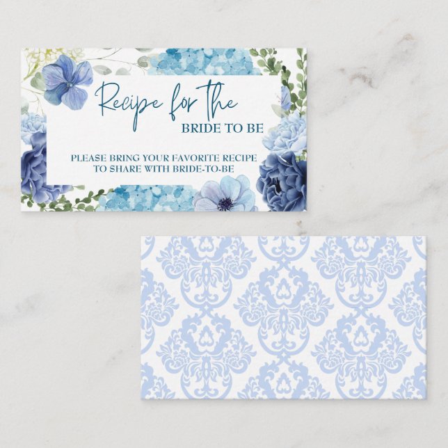 Something blue before i do hydrangea bridal shower enclosure card (Front/Back)