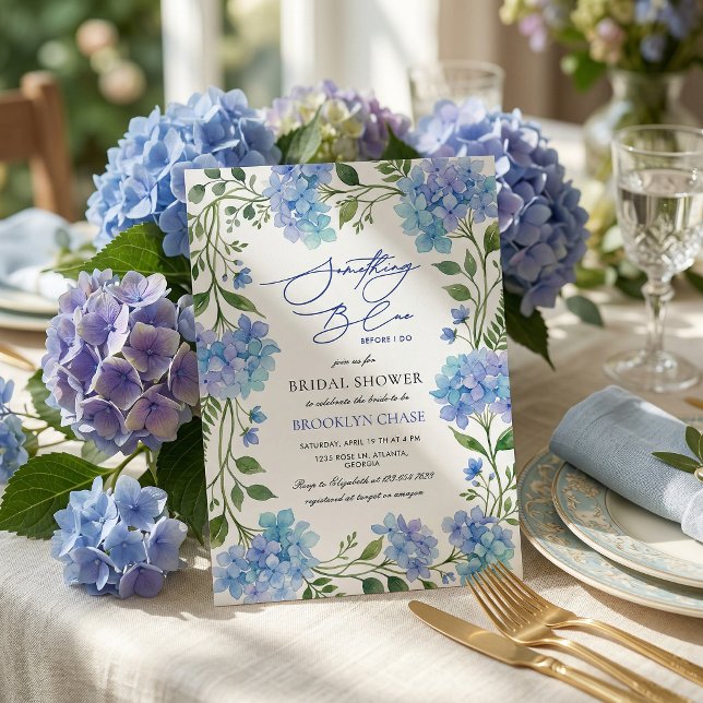 Something Blue Before I Do Hydrangea Bridal Shower Invitation (Creator Uploaded)