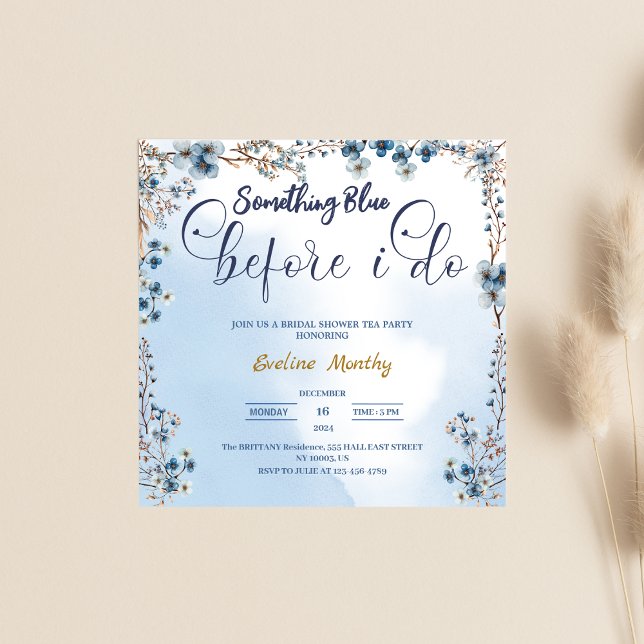 Something Blue Before I Do hydrangea Bridal Shower Invitation (Creator Uploaded)