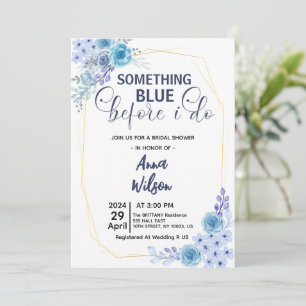 Something Blue Before I Do hydrangea Bridal Shower Invitation