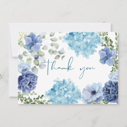 Something blue before i do hydrangea bridal shower thank you card