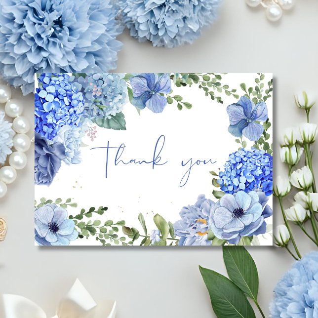 Something blue before i do hydrangea bridal shower thank you card (Creator Uploaded)