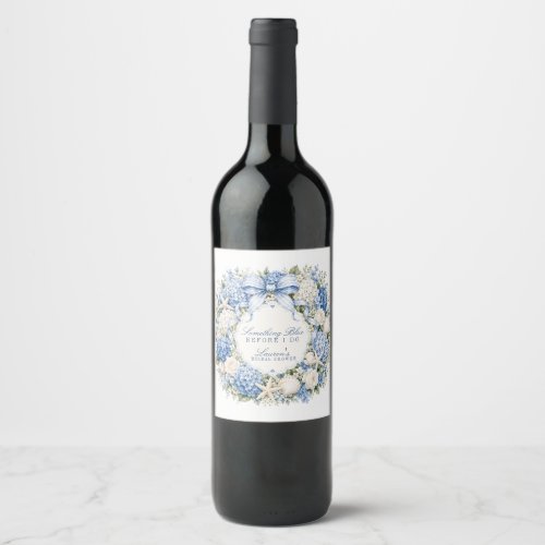 Something Blue Before I Do Hydrangea Bridal Shower Wine Label