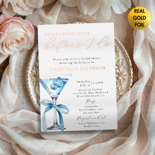 Something Blue Before I Do Martini Bridal Shower Foil Invitation