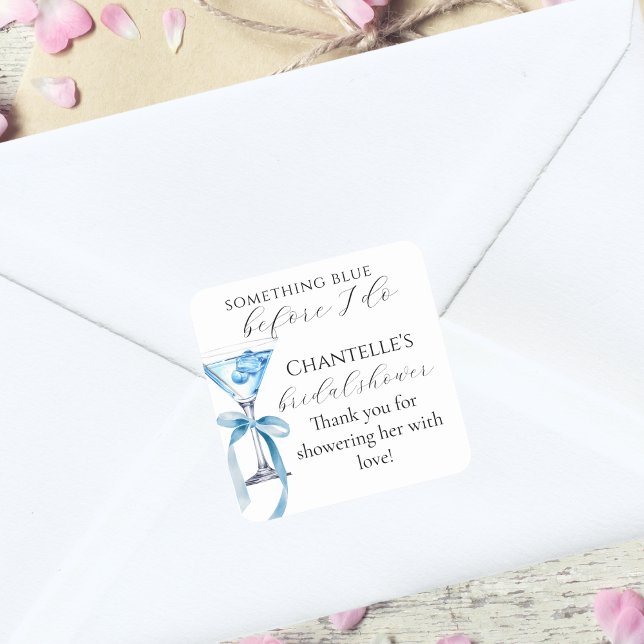 Something Blue Before I Do Martini Bridal Shower Square Sticker (Creator Uploaded)
