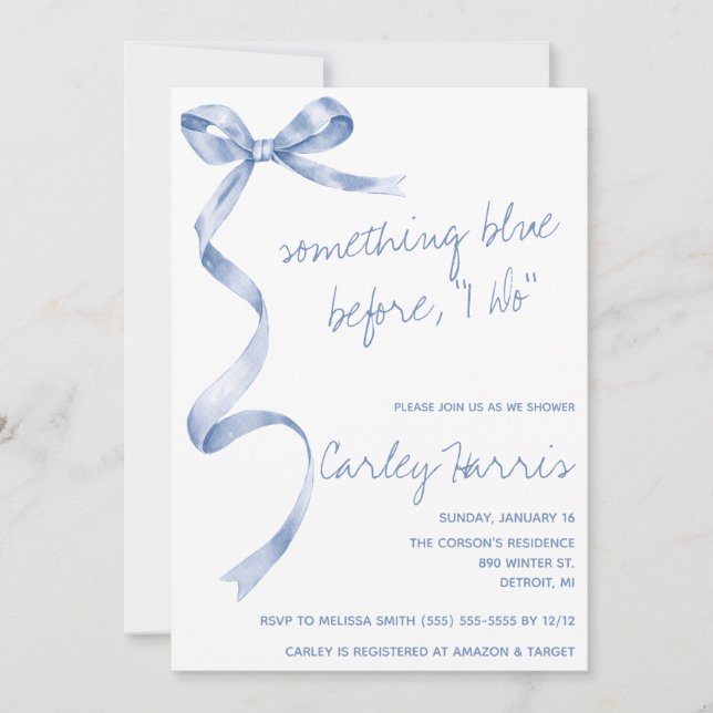 Something Blue before I Do! Modern Bridal Shower Invitation (Front)