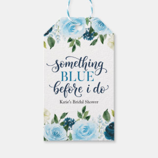 Something Blue Before I Do Navy Floral Bridal Show Gift Tags