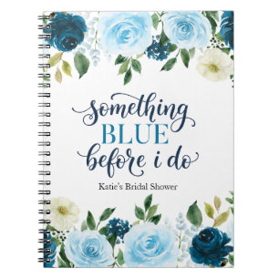 Something Blue Before I Do Navy Floral Notebook