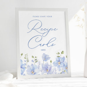 Something Blue Before I Do Recipe Cards Bridal Poster