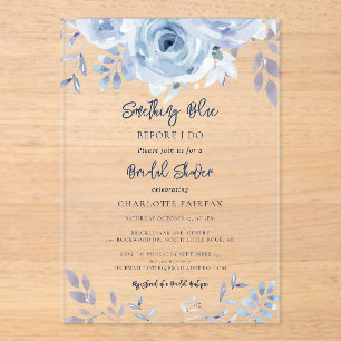 Something Blue Before I Do Script Bridal Shower Acrylic Invitations